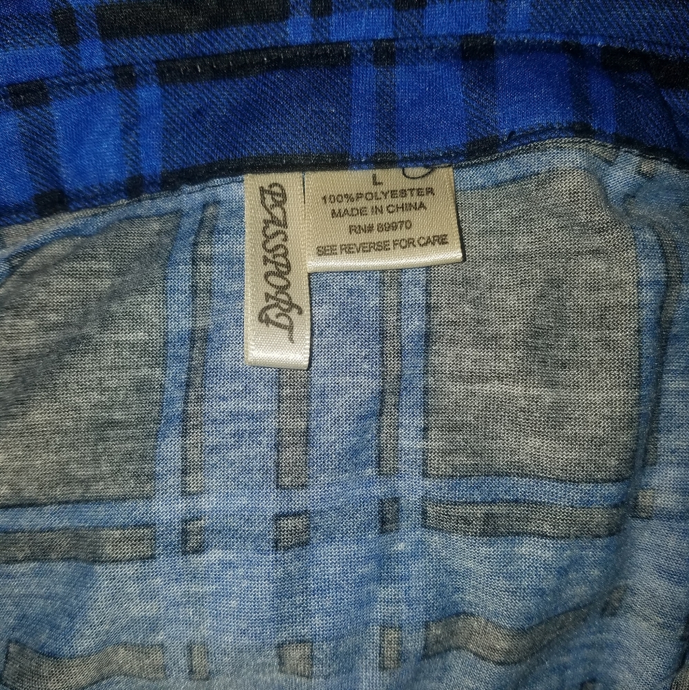 L Flannel blue/black (nwot) women